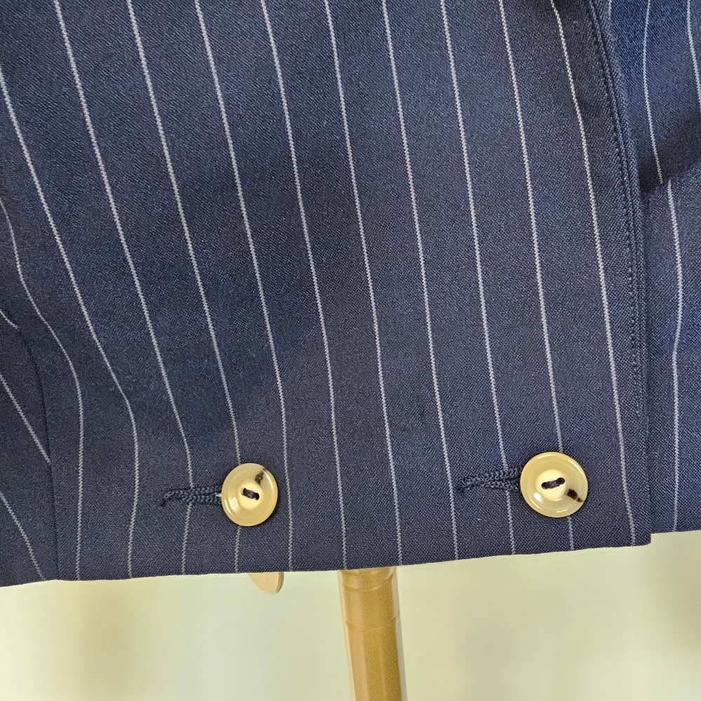 STAUD Navy Pinstripe Cropped Blazer Tailored Chic Minimalist Jacket Size 6 - Picture 7 of 12